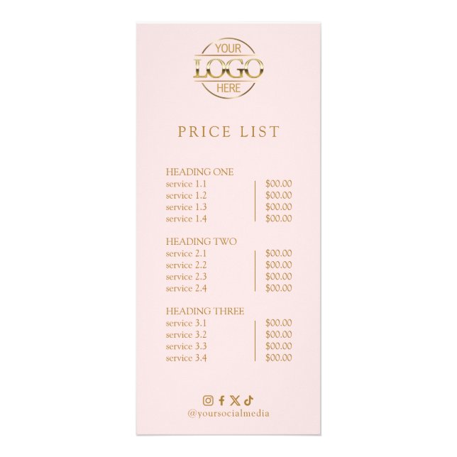 Modern Elegant Professional Logo Menu Price List (Front)
