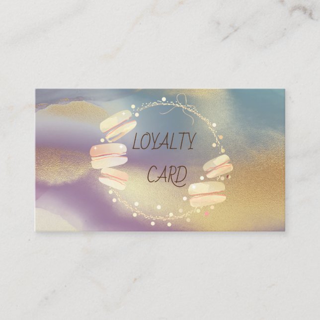 Modern Elegant Professional Macaroons Colorful Loyalty Card (Front)