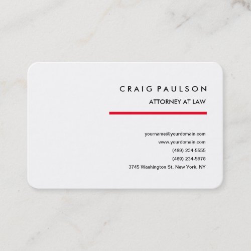 Modern Elegant Professional Minimalist Red White Business Card