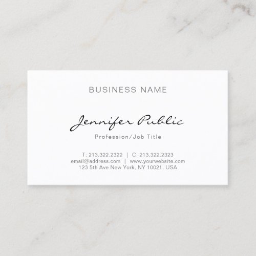 Modern Elegant Professional Minimalist Sleek Plain Business Card