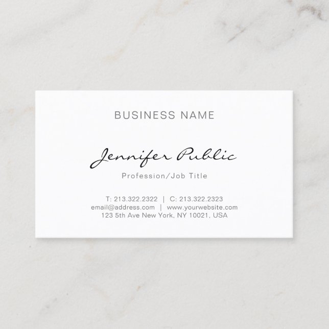 Modern Elegant Professional Minimalist Sleek Plain Business Card (Front)