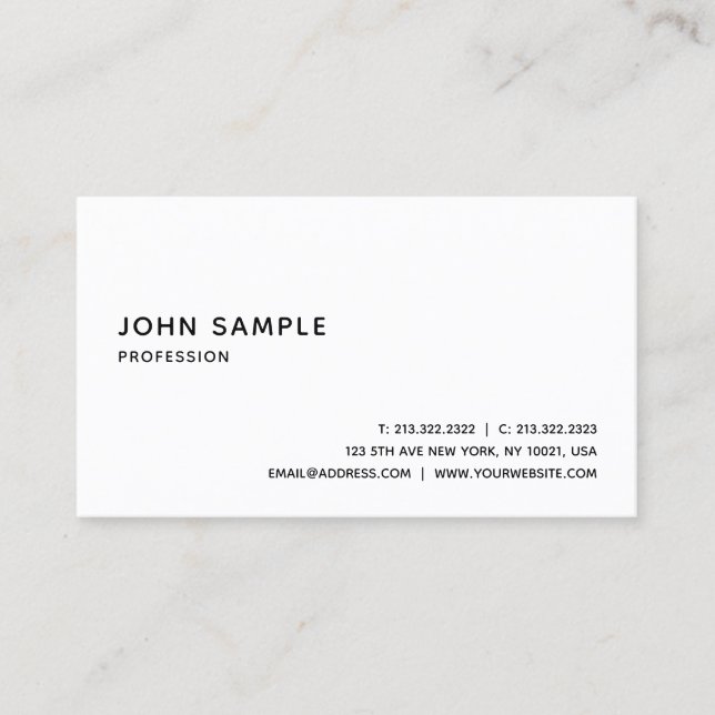 Modern Elegant Professional Minimalist Template Business Card (Front)