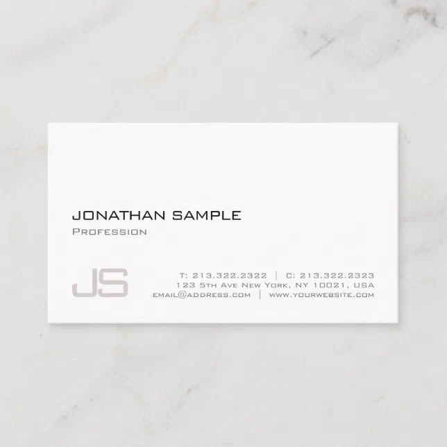 Modern Elegant Professional Monogram Clean Plain Business Card | Zazzle