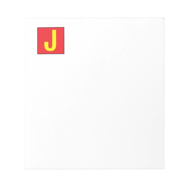 Modern Elegant Professional Monogram Red Yellow Notepad (Front)