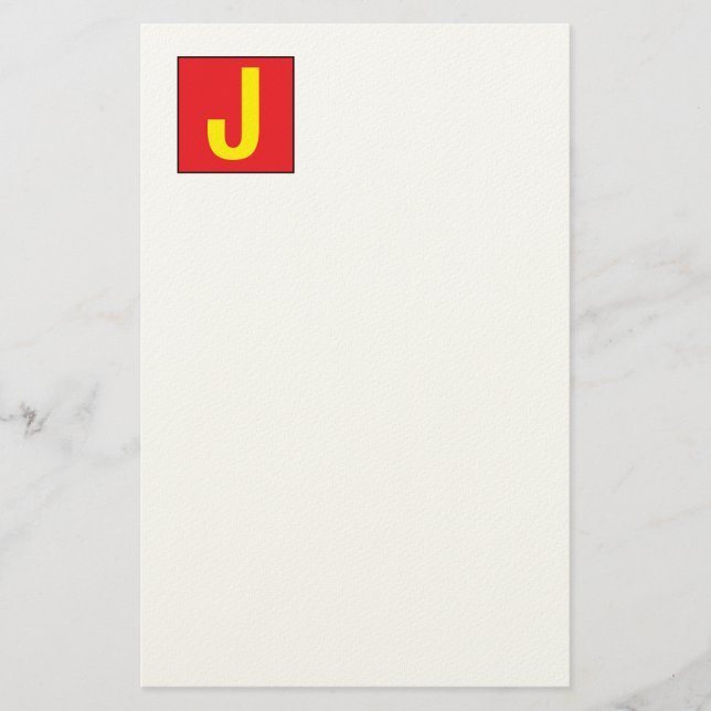 Modern Elegant Professional Monogram Red Yellow Stationery (Front)