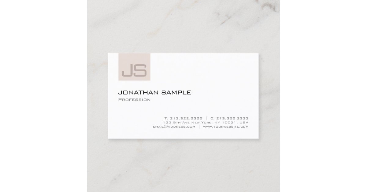 Modern Elegant Professional Monogram Simple Plain Business Card | Zazzle