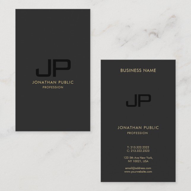 Modern Elegant Professional Monogram Template Business Card (Front/Back)