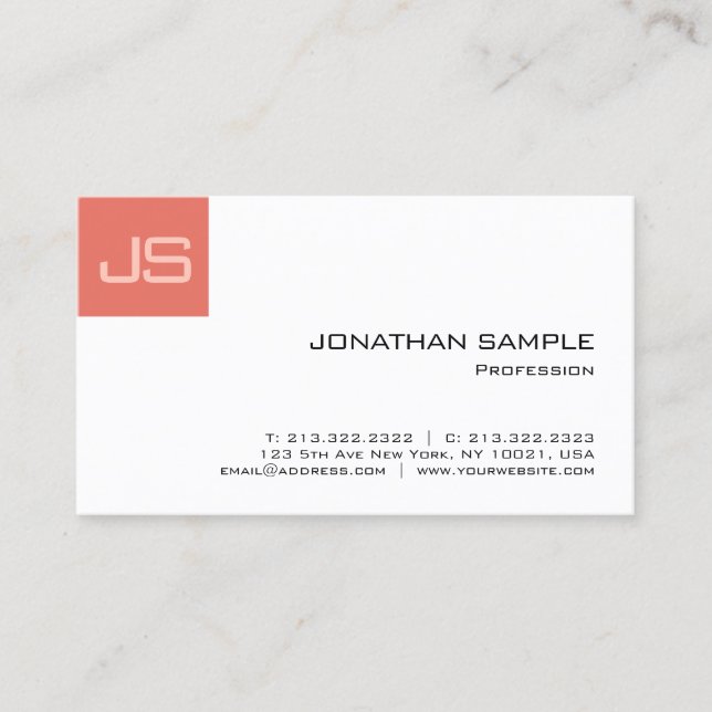 Modern Elegant Professional Monogram Template Business Card (Front)
