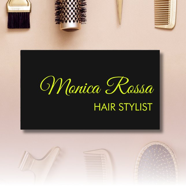 Modern Elegant Professional Neon Chartreuse Black Business Card (Creator Uploaded)