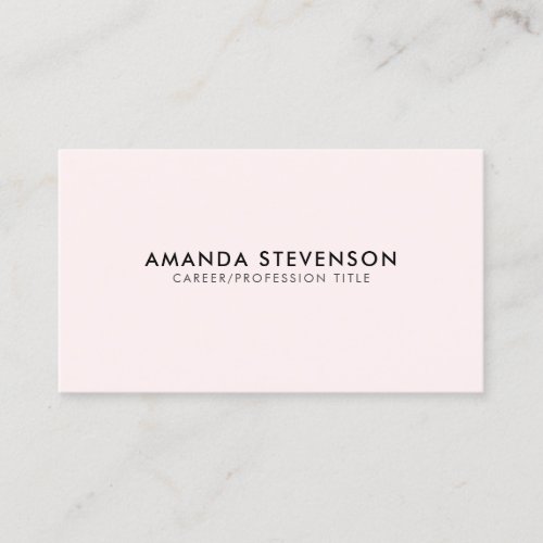 Modern Elegant Professional Plain Blush Pink Business Card