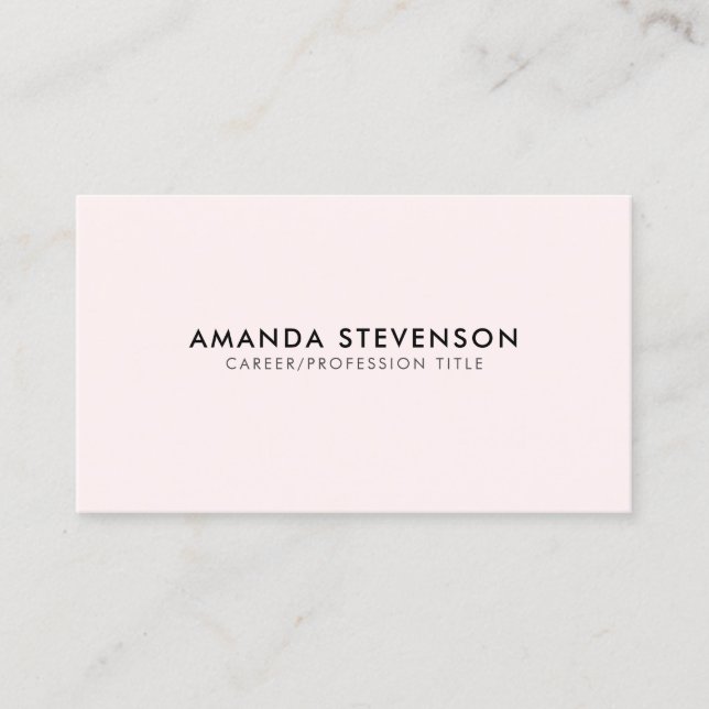 Modern Elegant Professional Plain Blush Pink Business Card (Front)