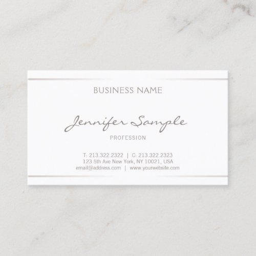 Modern Elegant Professional Plain Silver Effect Business Card