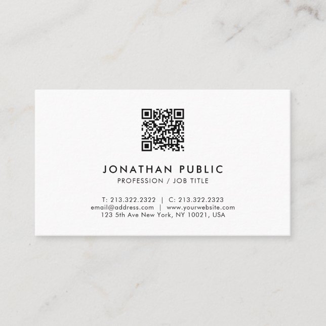 Modern Elegant Professional QR Code Template Business Card (Front)