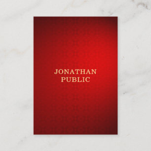 Modern Elegant Professional Red Damask Gold Text Business Card