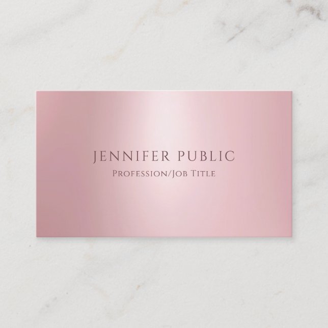 Modern Elegant Professional Rose Gold Template Business Card (Front)