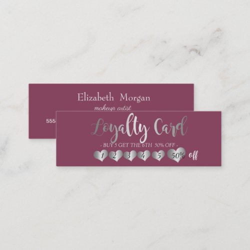 Modern Elegant Professional Silver Hearts Loyalty Card