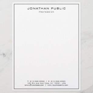 Modern Elegant Professional Simple Black And White Letterhead