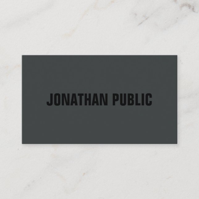 Modern Elegant Professional Template Anthracite Business Card (Front)