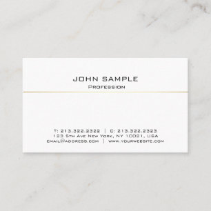 Modern Elegant Professional White Gold Simple Business Card