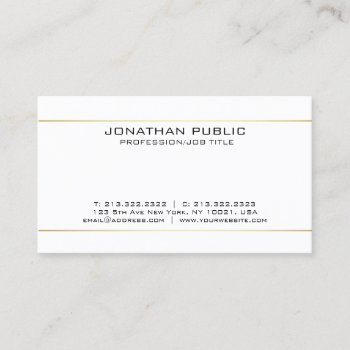 Modern Elegant Professional White Gold Simple Business Card by art_grande at Zazzle