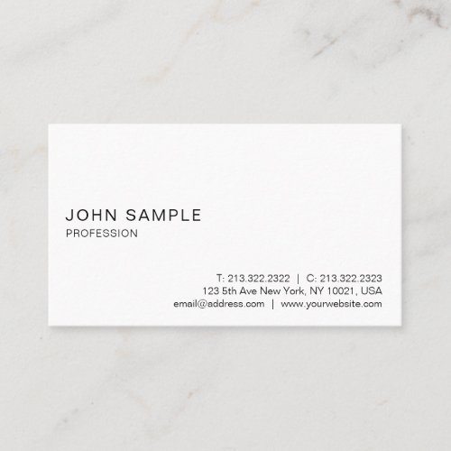 Modern Elegant Professional White Minimalist Business Card