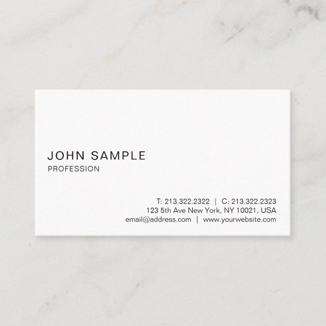 Modern Elegant Professional White Minimalist Business Card (Front)