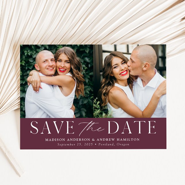 Modern Elegant Purple 2 Photo Save The Date (Creator Uploaded)