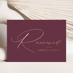 Modern Elegant Purple and Gold Foil Reserved Sign