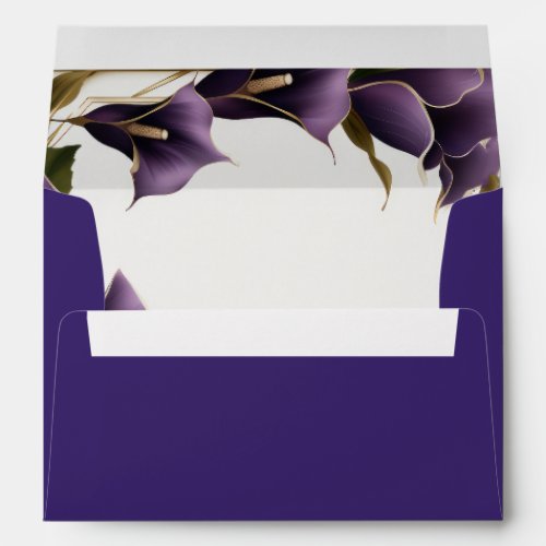 Modern Elegant Purple Calla Lily Wedding Envelope