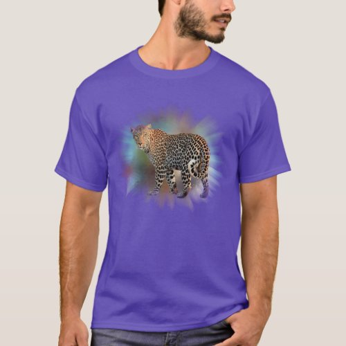 Modern Elegant Purple Colour Template Leopard T_Shirt