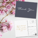 Modern Elegant Purple Faux Gold Script Thank You Postcard<br><div class="desc">Create your own custom,  personalized,  modern elegant dusty purple and white thank you note postcard. Simply enter your message / thank you note. Elegant thank you note postcard for use on wedding,  marriage anniversary,  birthday,  graduation,  bridal shower,  baby shower,  holidays,  or any other special occasion related mailings.</div>