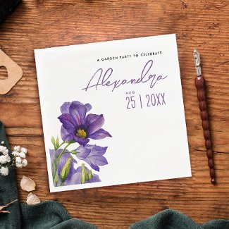 Modern Elegant Purple Flowers Garden Watercolor
