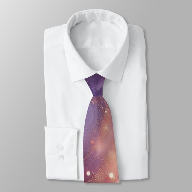 Modern Elegant Purple Gold Marble Personalized Nam Neck Tie (Tied)