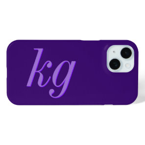 Modern Elegant Purple Monogram Initials iPhone 15 Case