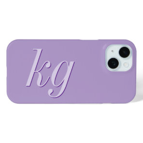 Modern Elegant Purple Monogram Initials iPhone 15 Case