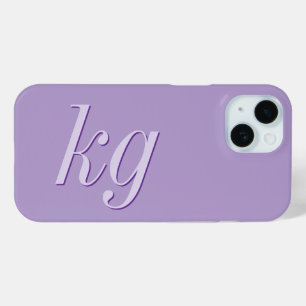 Modern Elegant Purple Monogram Initials iPhone 15 Case
