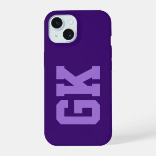 Modern Elegant Purple Monogram Initials iPhone 15 Case