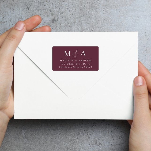 Modern Elegant Purple Monogram Return Address Label (Creator Uploaded)