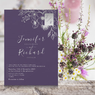 Modern Elegant Purple Monogram Wedding Invitation