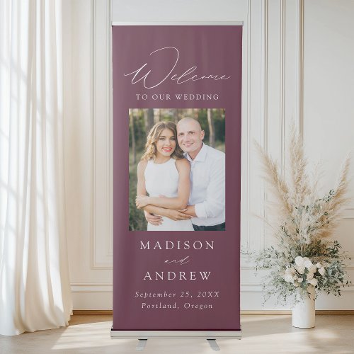 Modern Elegant Purple Photo Wedding Welcome Retractable Banner