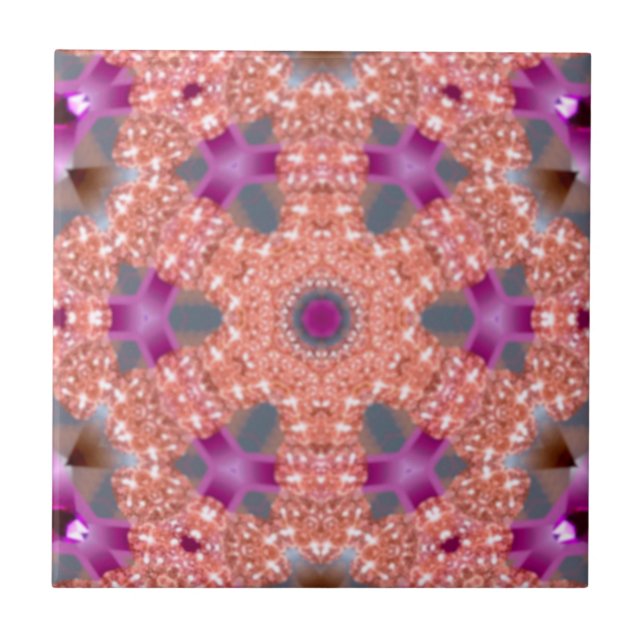 Modern elegant purple -pink rose design  ceramic tile (Front)