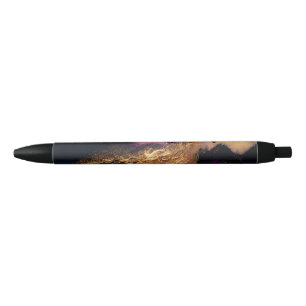 Modern Elegant Purple Teal Black Marble Agate Gold Pen