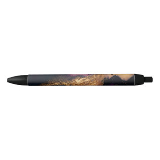 Modern Elegant Purple Teal Black Marble Agate Gold Pen