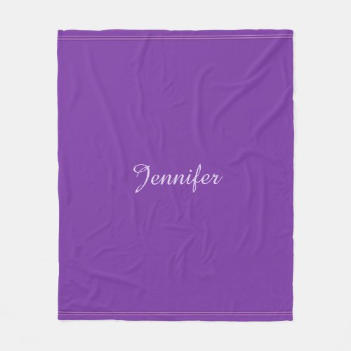 Modern Elegant Purple Violet Color Monogram Fleece Blanket