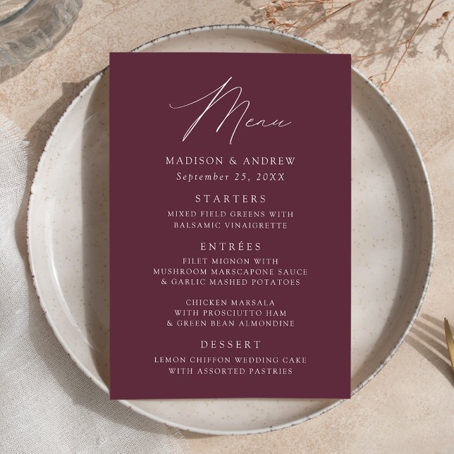 Modern Elegant Purple Wedding Menu (Creator Uploaded)