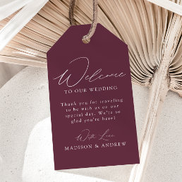 Modern Elegant Purple Wedding Welcome Gift Tags