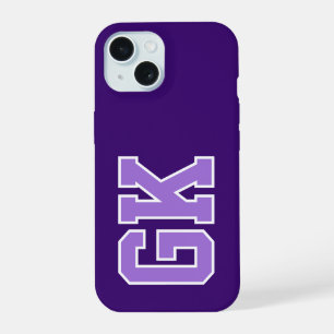 Modern Elegant Purple White Monogram Initials iPhone 15 Case