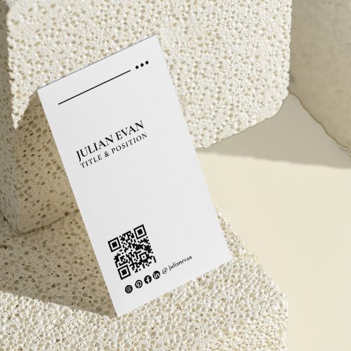 Modern Elegant QR Code black  white Minimalistic Business Card