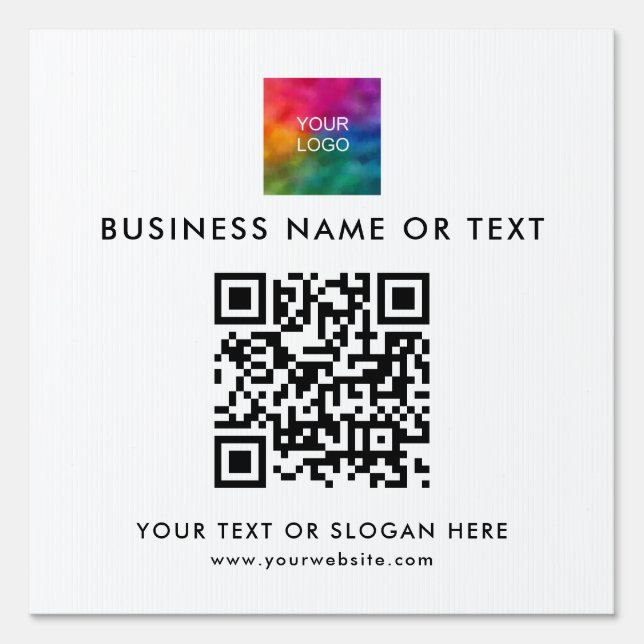 Modern Elegant QR Code Company Business Logo Yard Sign (Front)