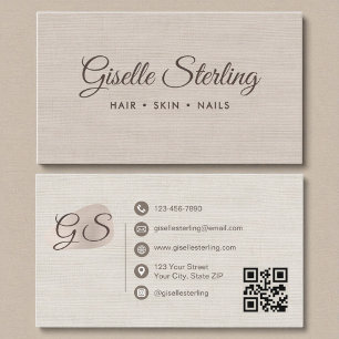 Modern Elegant QR Code Linen Business Card